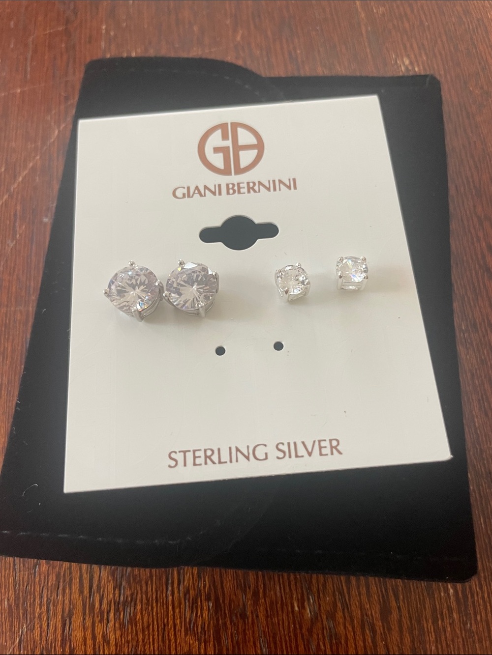 Giani Bernini Sterling Silver Cubic Zirconium Earrings Set of 2. 1/4” + 1/8” NWT